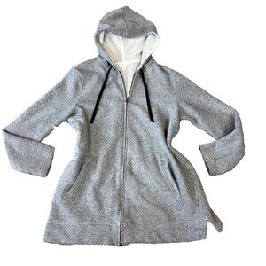 J Jill Longline Sweatshirt Hoodie Full Zip Nubby Beachy Cotton Sz M Gray 288H